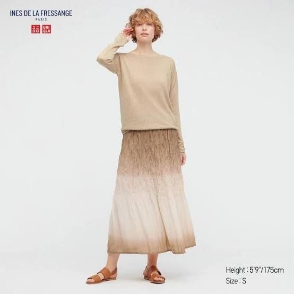 IDLF X Uniqlo Brown Ombre Crinkle Skirt XXL 2XL Ines De La Frassange